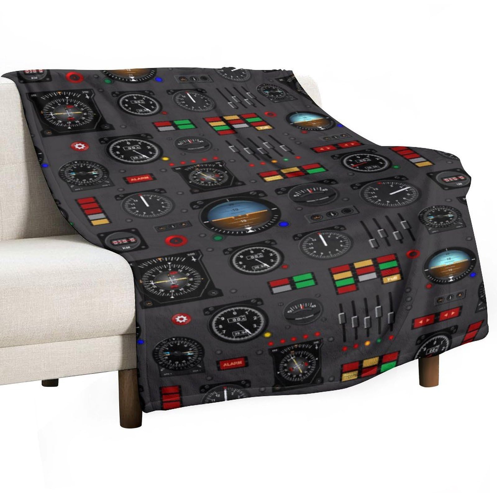 Cgsbngha Style Airplane Instrument Panel Flannel Fleece Blanket Lightweight Soft Throw Blankets For Sofa Couch Bed Chair