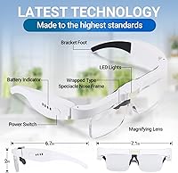 Vista 2 de YOCTOSUN Magnifying Glass with Light, 0.75X-4.0X Magnifying Glasses, Head Magnifier Glasses with 3 LED Lights and 5 Lenses, Rechargeable Hands Free