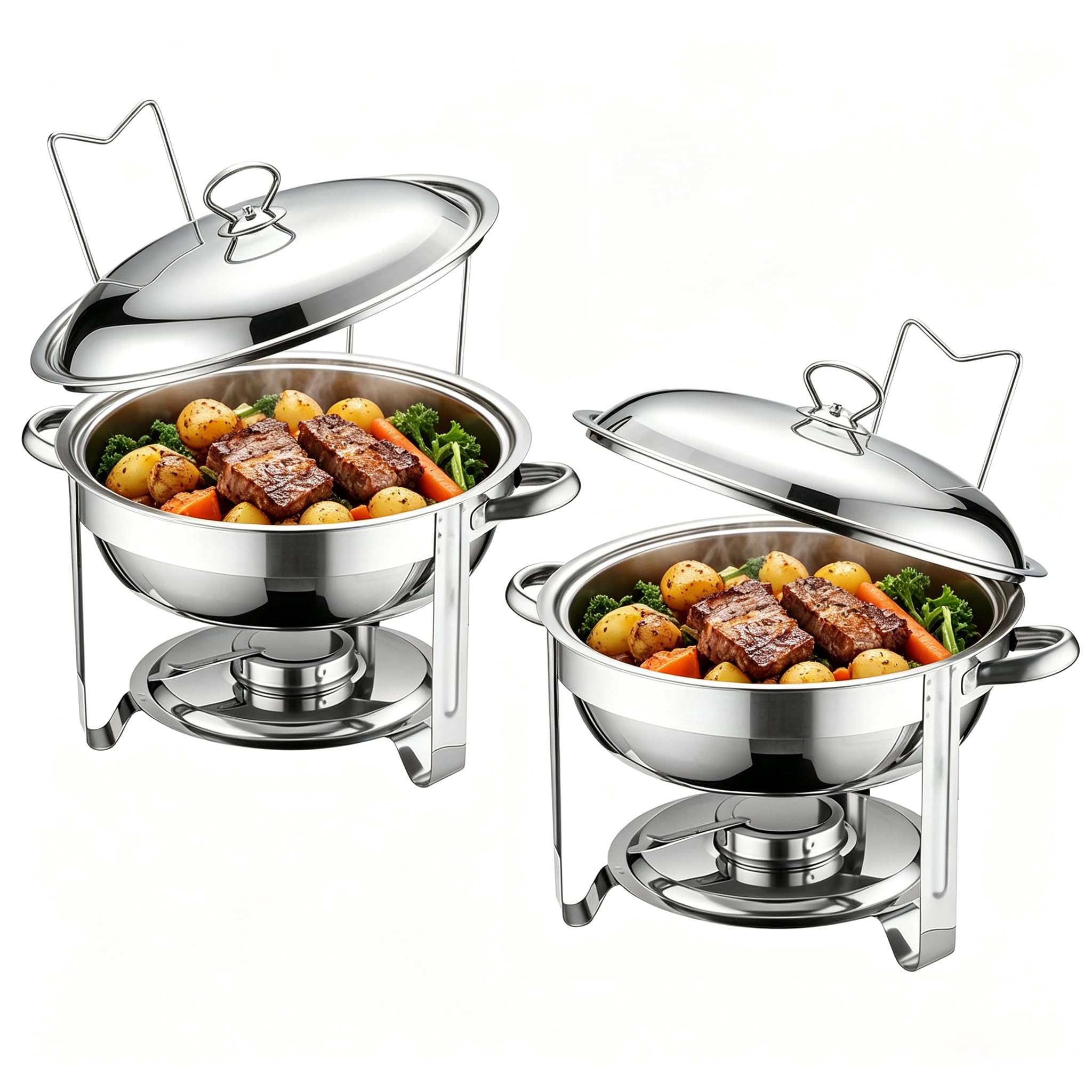 Chafing Dish Set 2er-Set 4,5L Edelstahl Warmhaltebehälter Essen