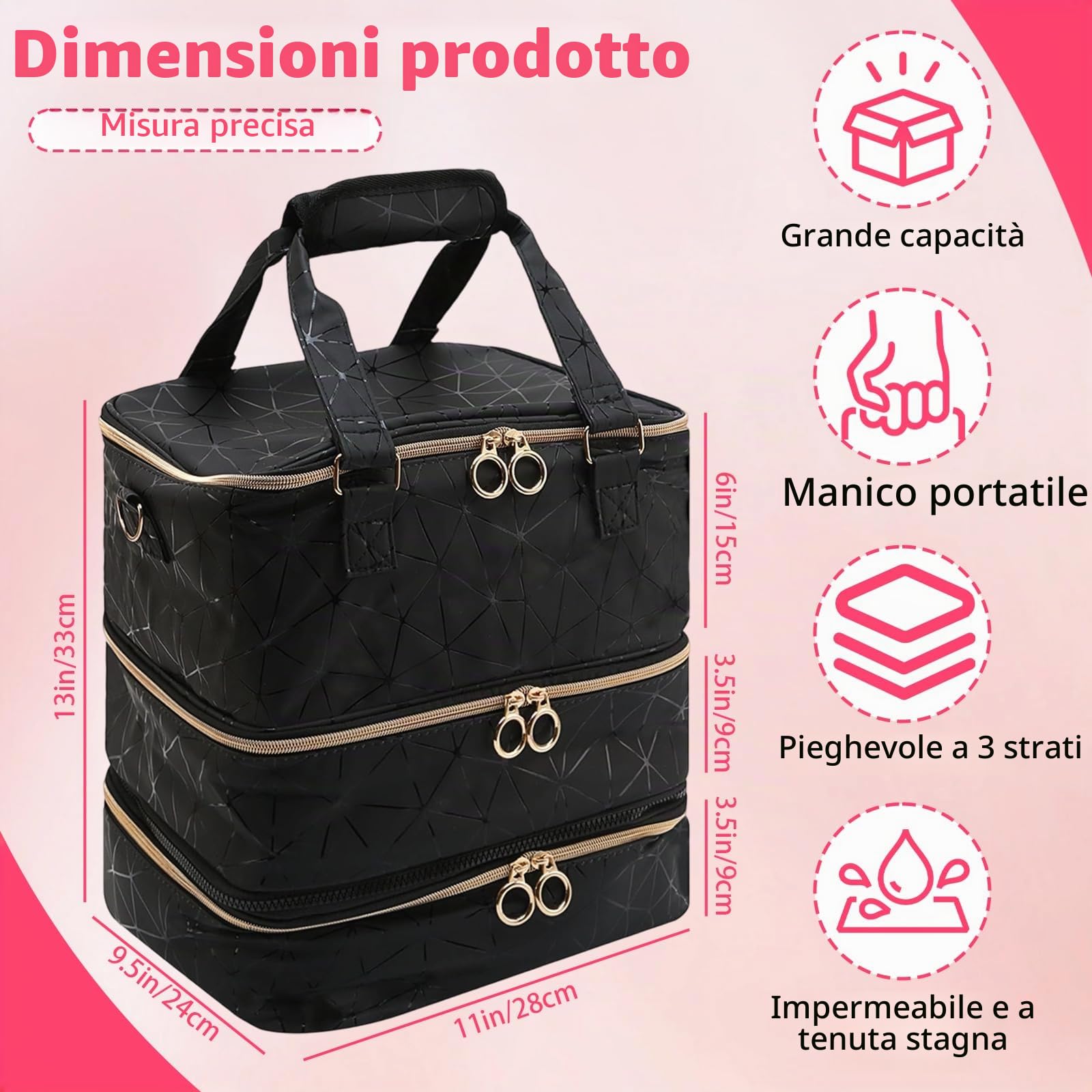 Porta Smalti Organizer Grande Capacità per 84 Bottiglie,Impermeabile | Valigia Unghie Professionale,Beauty Case Viaggio Staccabile e per Nail Art