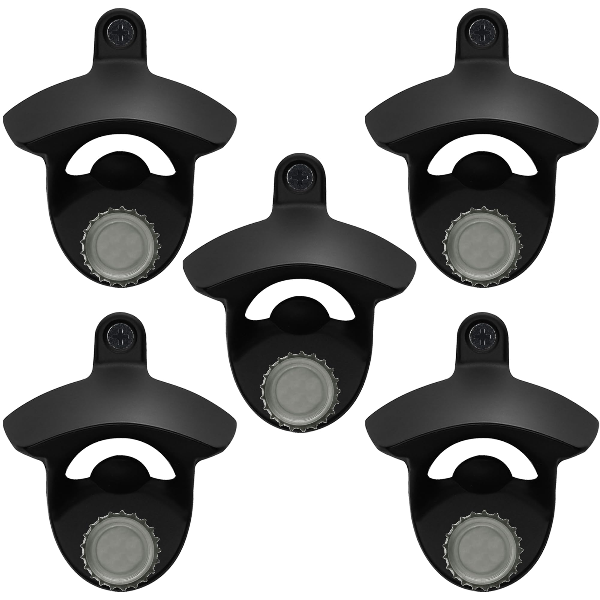 Luwanburg Black Magnetic Bottle Opener Wall Mount Beer Cap Opener with Magnets Built-in for Cooler (5 PCS)
