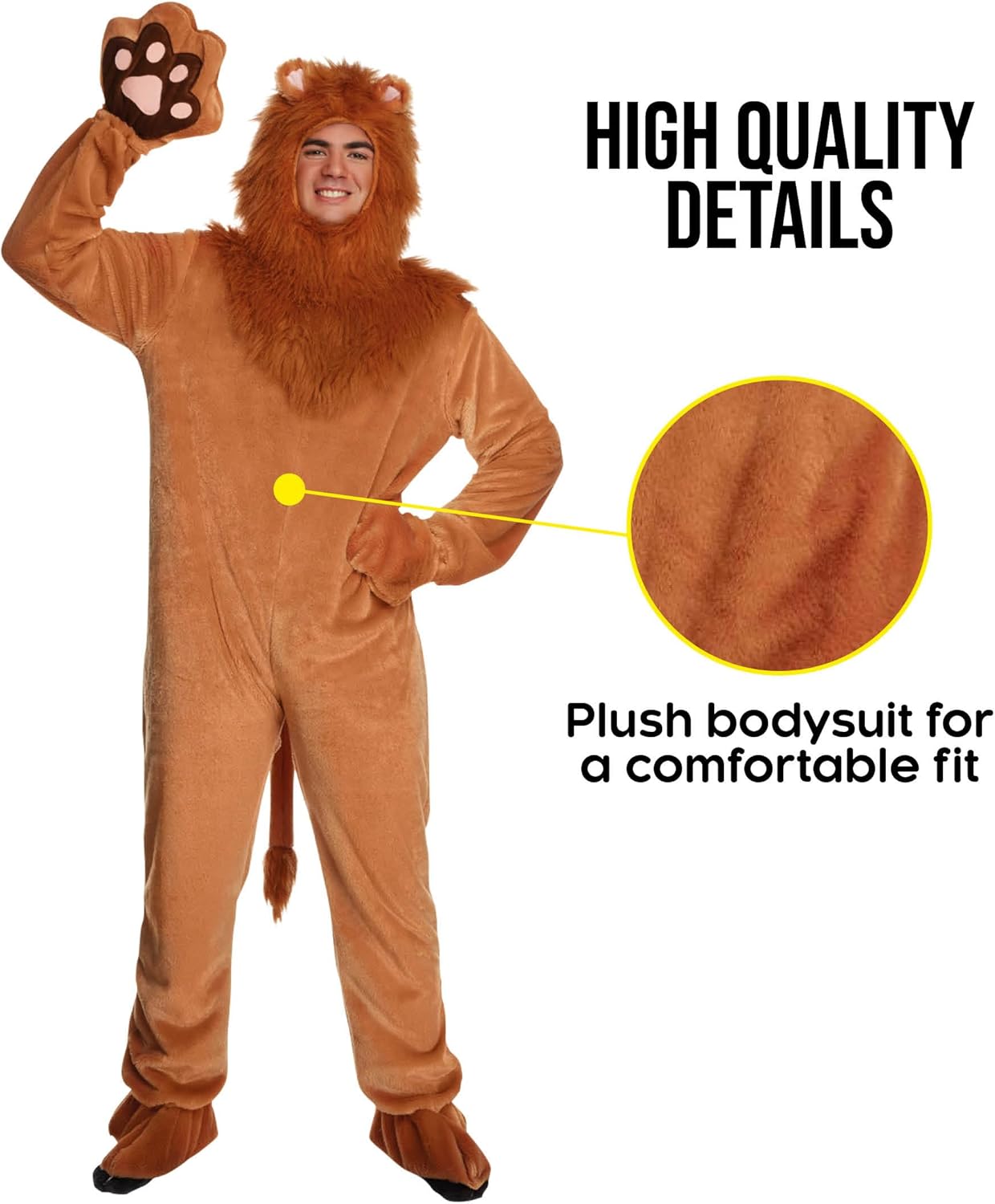 Morph Lion Costume Adult, Adult Lion Costume, Animal Costumes for Men, Safari Animal Outfit for Men - Image 6