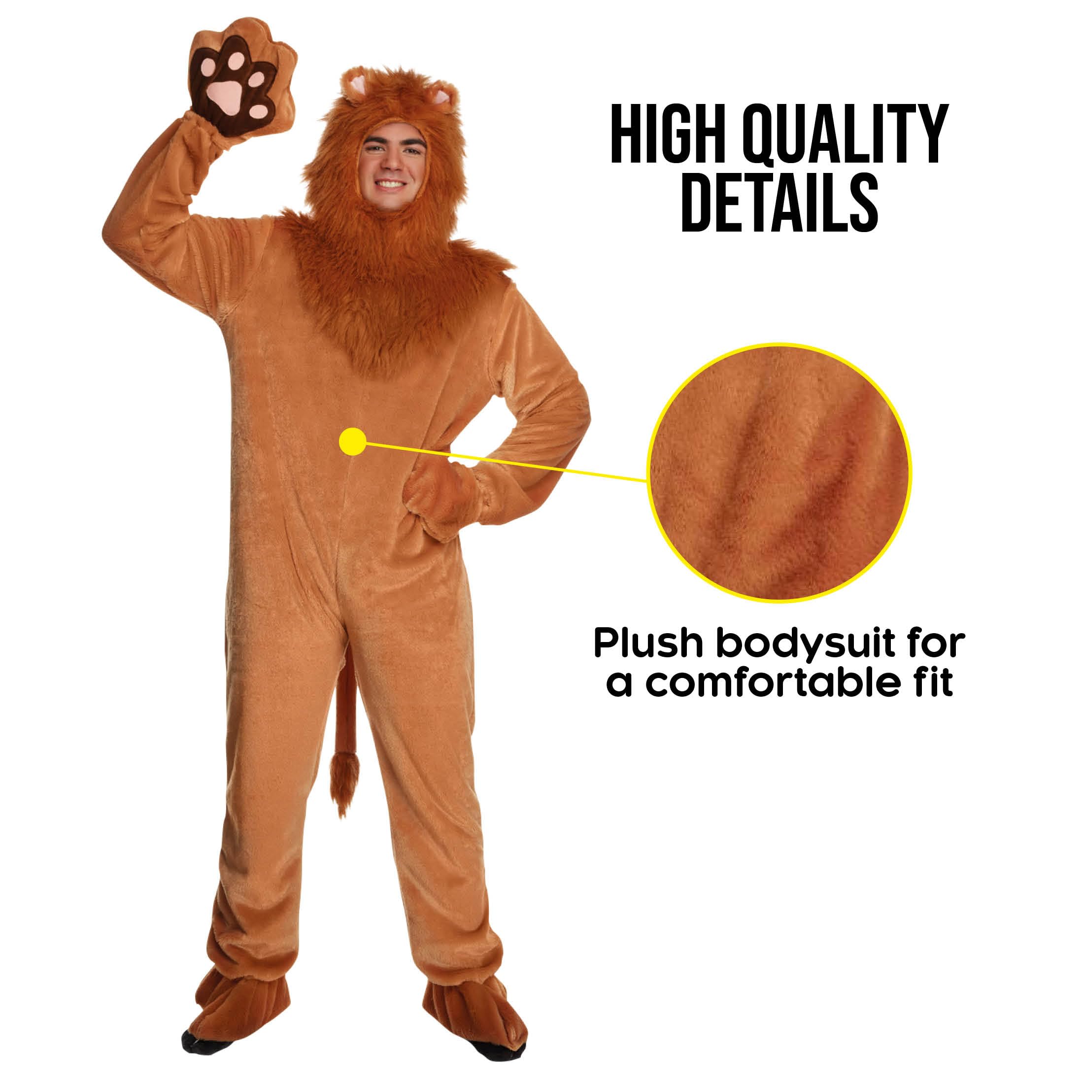 Morph Löwenkostüm für Erwachsene, Tier Jumpsuit, Perfekt für Partys, Halloween, Cosplay und Events
