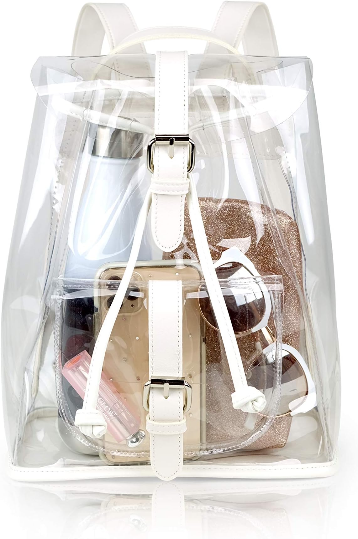 Mini Clear Backpack Stadium Approved Bag Women Girls Sports Concert Work (White)