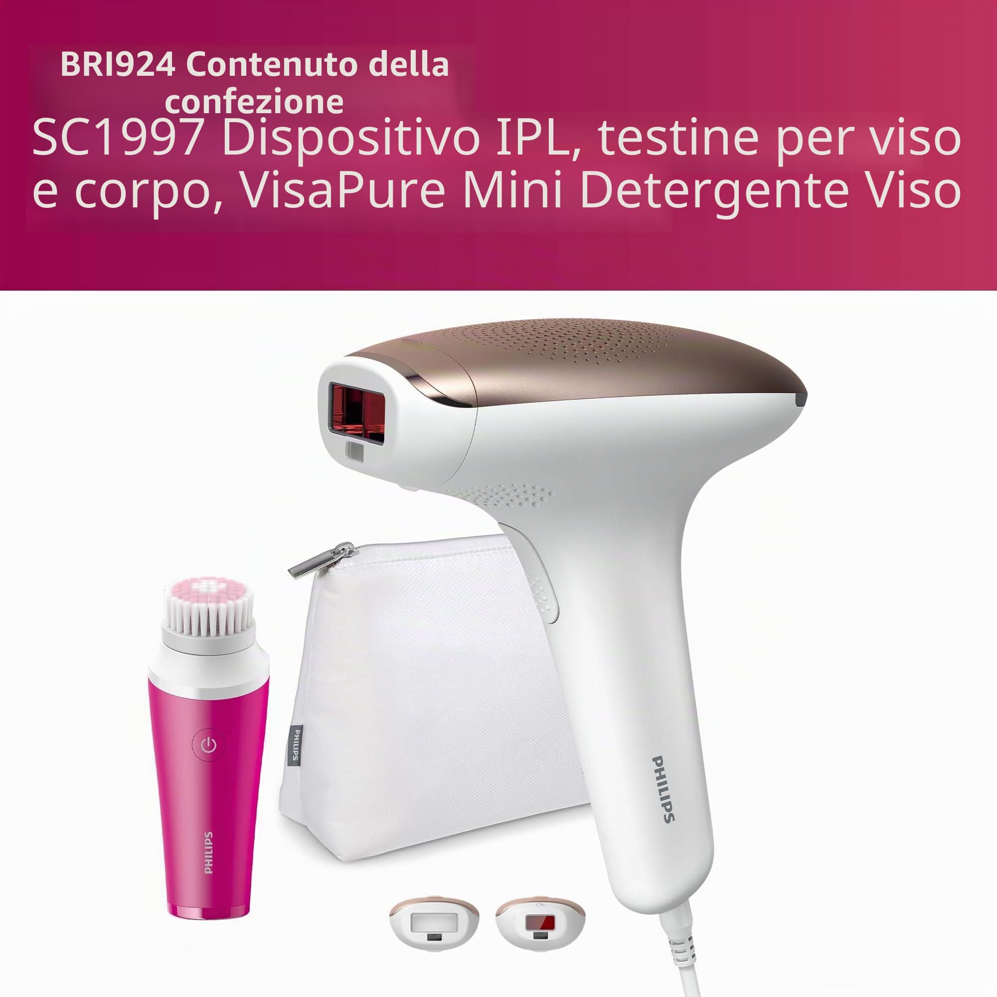 Philips Lumea Advanced BRI924/00 depilazione a luce pulsata Rosa, Bianco Luce pulsata intensa (IPL)