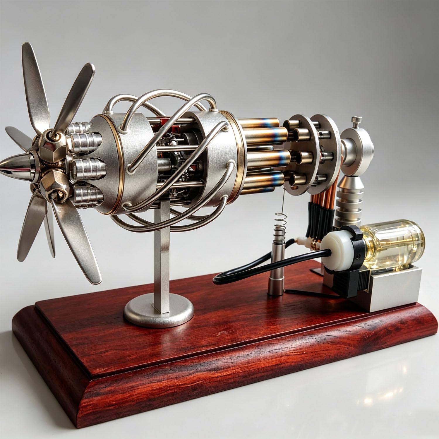 Silnik Stirlinga DowPie z 16 cylindrami i płytą wahliwą, model spalania zewnętrznego z synchronicznym połączeniem, do nauki mechanizmu działania silnika cieplnego Stainlesssteel