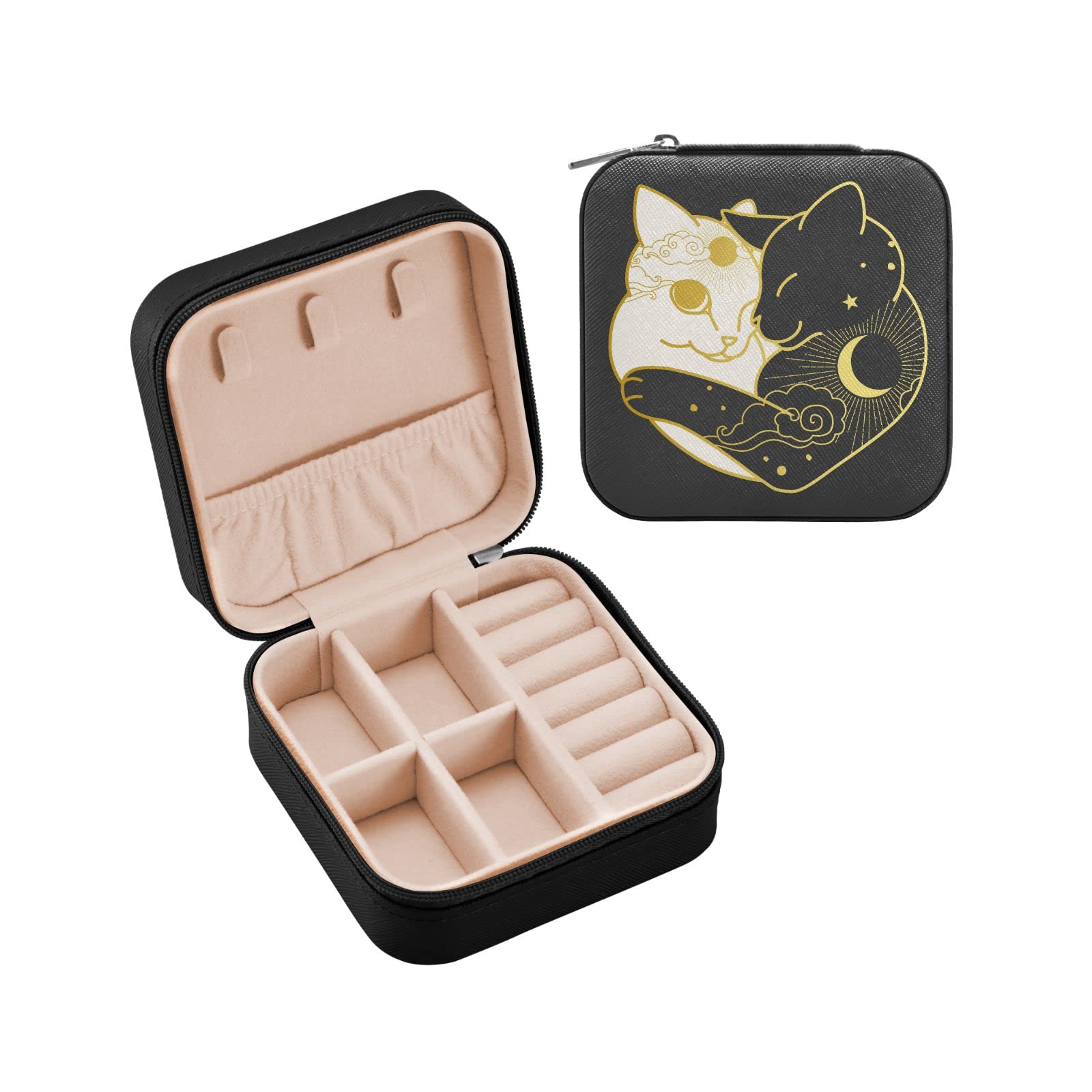 Boîte à bijoux de voyage motif chat lune idéale pour vos week-ends et vacances d'été