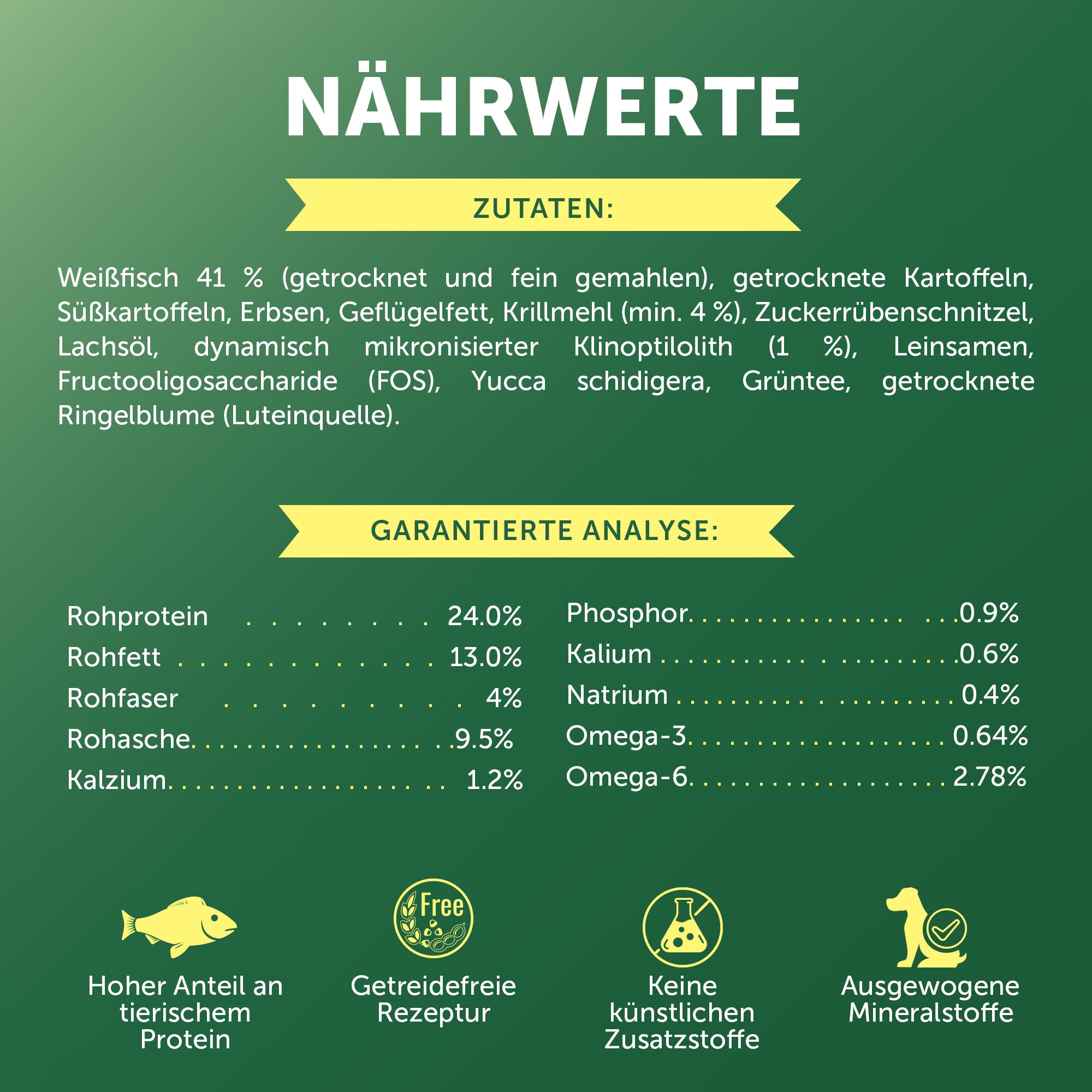 Nature's Protection Superior Care White Dog Getreidefrei Trockenhundefutter Für alle Größen und Lebensphasen Hund Mit Weißfischmehl Größere Brocken 4kg