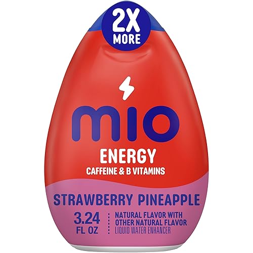 MiO Energy Strawberry Pineapple Smash Naturally Flavored with other natural flavors Liquid Water Enhancer Drink Mix with Caffeine & B Vitamins with 2X More (3.24 fl. oz. Bottle) - Strawberry Pineapple - 3.24 Fl Oz (Pack of 1)