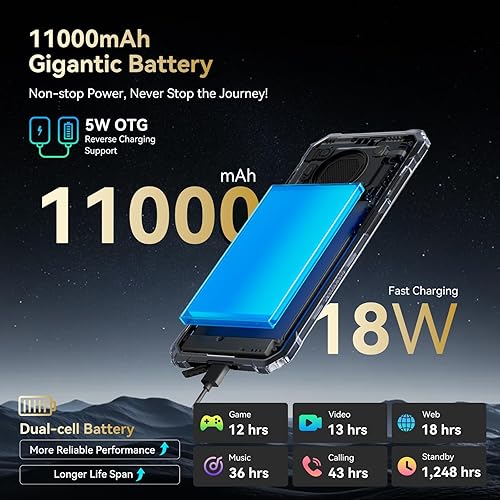 Miniatura 5 de Blackview BV6200Plus Teléfono resistente Android 15, 98dB Super Altavoz 11000mAh, 24GB+256GB2TB Smartphone resistente desbloqueado, 6.56" HD+ 90Hz