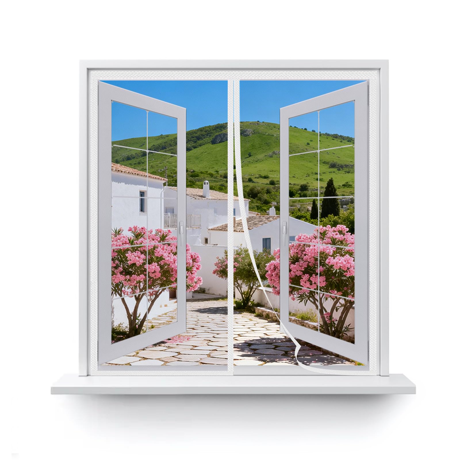 MAGICDOOR Magnet Fly Screen 100x100cm, Pure Colour Polyester Fibre Insect Screen Door with Strong Magnetic, Mosquito Mesh Patio Door Curtain Without Drilling for Bedroom Living Room Entrance-White — image 1