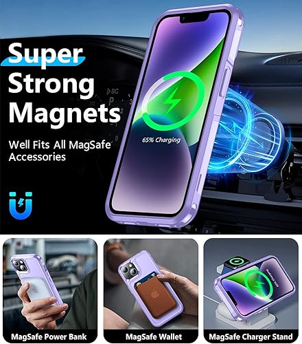 Miniatura 2 de Temdan Funda magnética para iPhone 13, compatible con MagSafe, protección contra caídas de grado militar, 2 unidades, protector de pantalla de