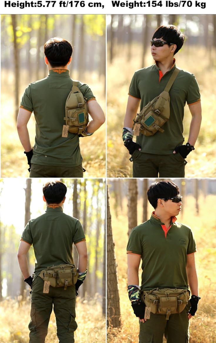 ArcEnCiel Tactical Fanny Pack for Men Women Waist Bag Hip Belt Outdoor Hiking Fishing Bumbag with Patch (Coyote Brown) - Image 7