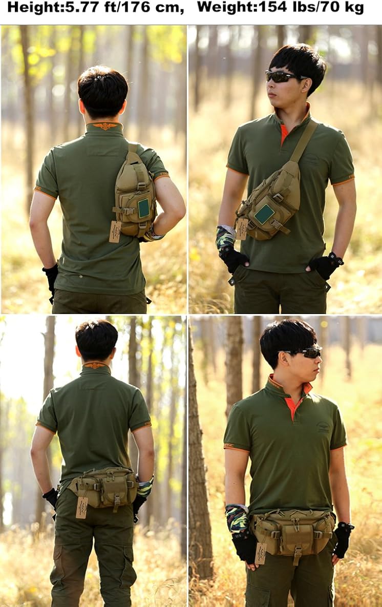 ArcEnCiel Tactical Fanny Pack for Men Waist Bag Military Hip Belt Outdoor Hiking Fishing Bumbag (Coyote Brown) : Sports & Outdoors