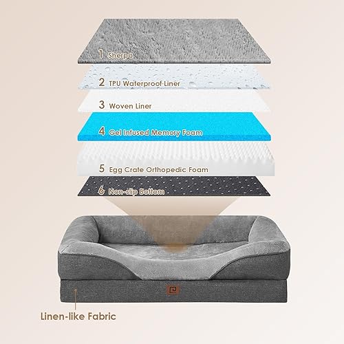 Miniatura 3 de EHEYCIGA Cama de espuma viscoelástica XL para perros de tamaño extra grande, sofá ortopédico extragrande para perros con lados y forro impermeable,