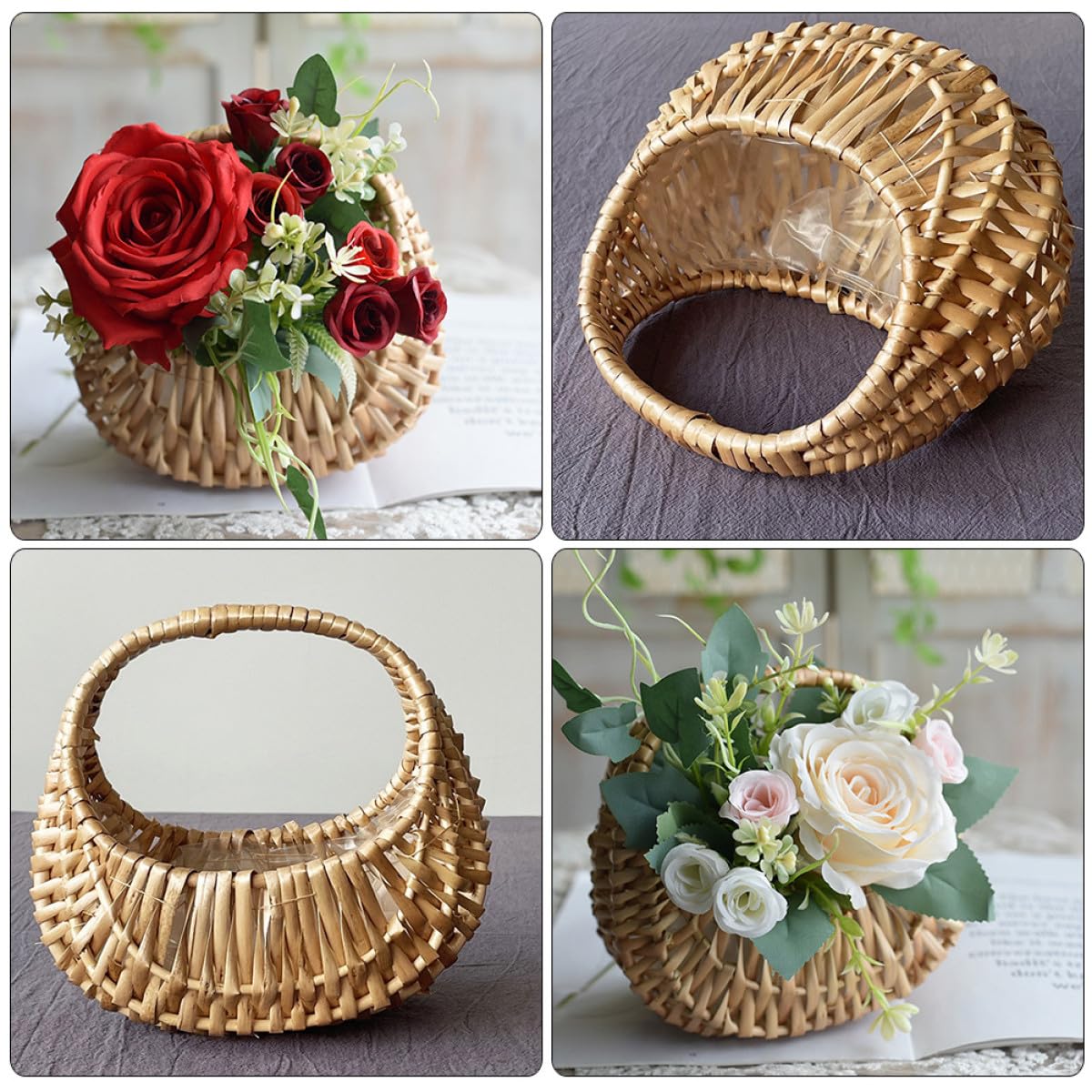 CALLARON 3 Stück Weidenkorb mit Griffen Rustikaler Blumenkorb aus Geflochtenem Weidenmaterial Praktisches Design Einzigartig Geformt für Garten und Flur als Dekorativer Aufbewahrungskorb