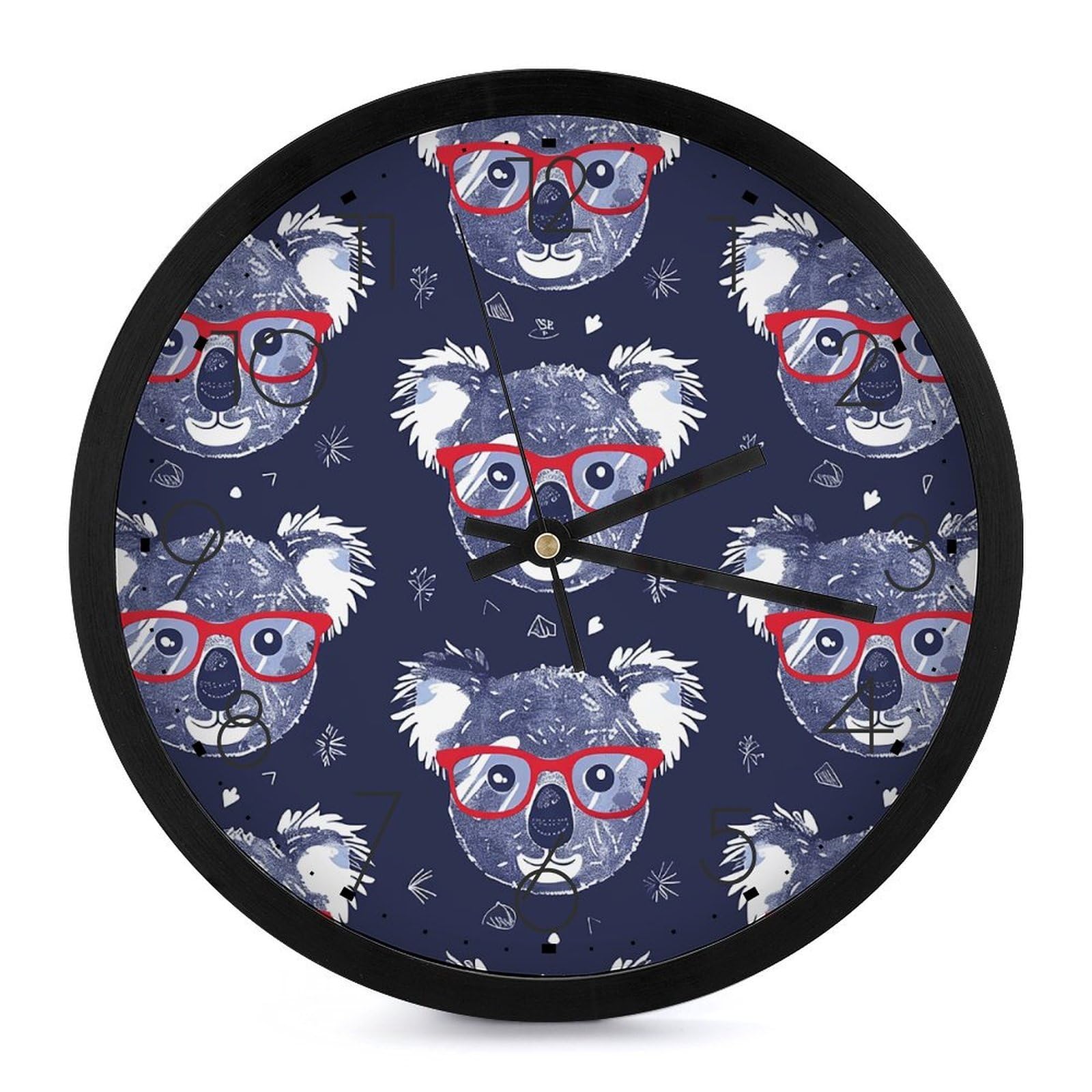 Grande horloge murale koala silencieuse en imprimé moderne pour salon chalereux