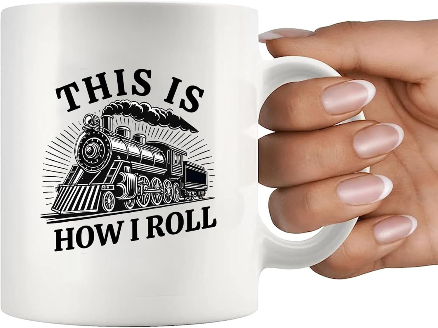 Panvola This Is How I Roll Train Lovers Gifts For Dad Mom Husband Brother Sister Wife Friend Coworker Ceramic Mug 11 oz White - Image 7