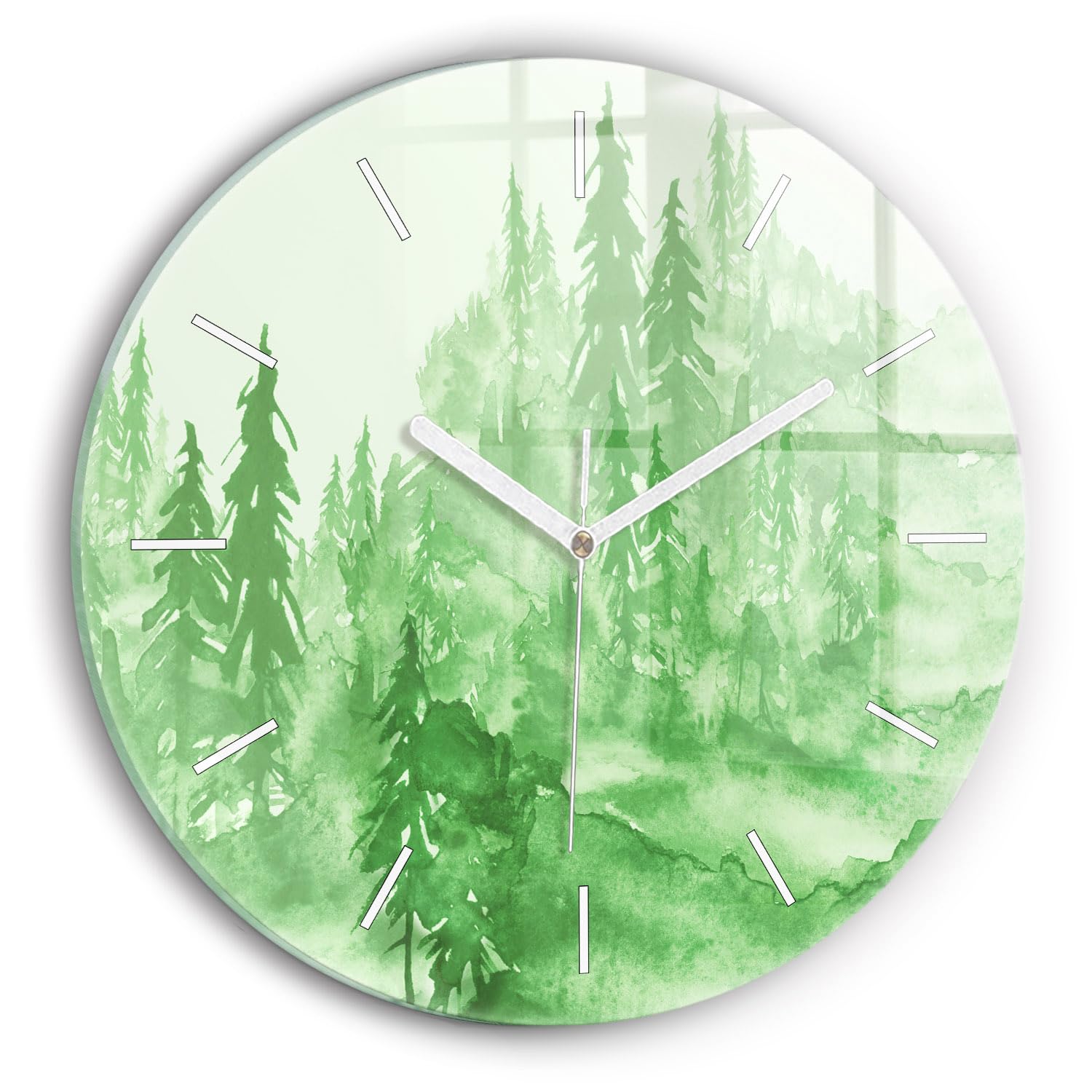 Horloge en verre silencieuse Wallfluent 30cm forêt