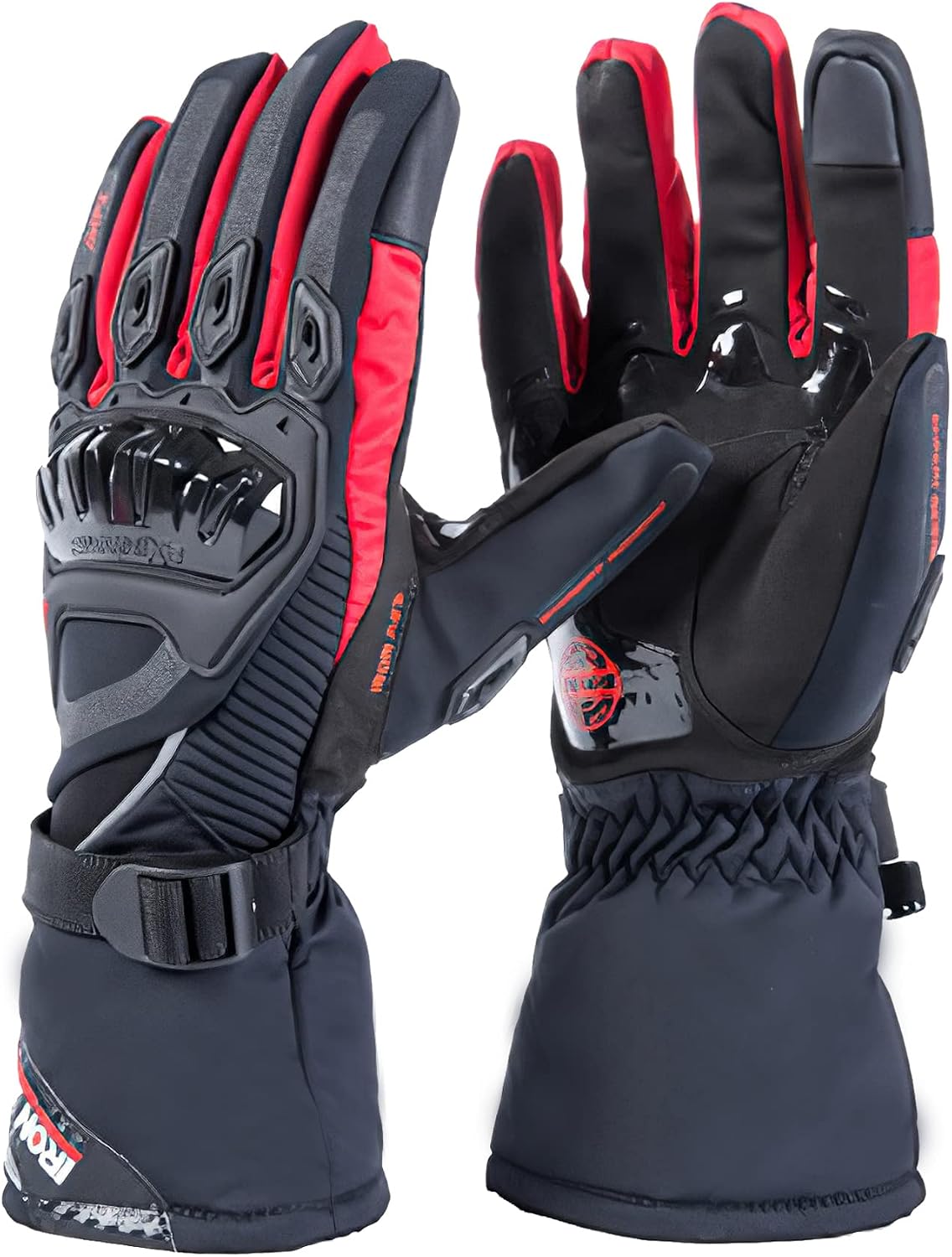 Motorcycle Gloves Winter Warm Touch Screen Waterproof Windproof Protective clothing (RED, M)