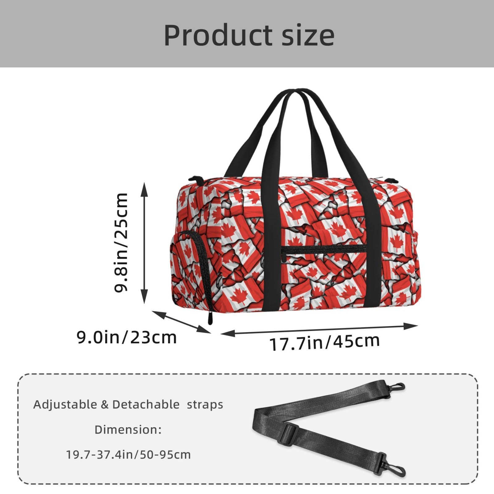 Flaga Kanady drukowana Ręczna torba sportowa crossbody Torba podróżna