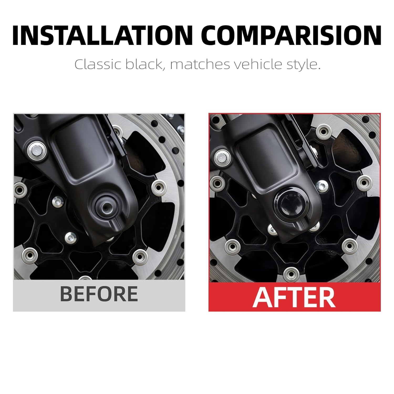 Front Axle Nut Caps for Harley Softail Low Rider ST FXLRST, S FXLRS, S/ST Street Bob, Fat Bob 2018-2026, CNC Billet Aluminum Gloss Black, 2 Pack