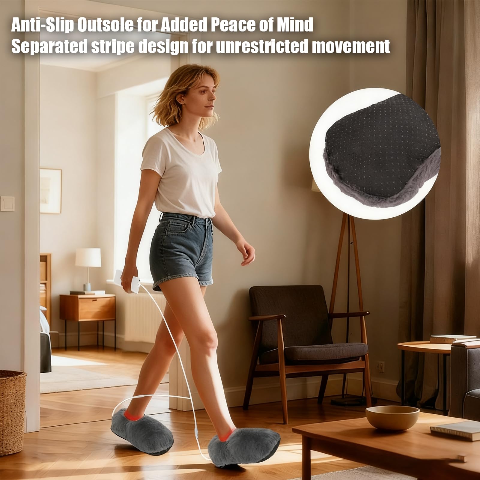 Pantofole Riscaldanti Elettriche, Ciabatte Riscaldanti USB Uomo Donna Scaldapiedi Con 5 Livelli Di Temperatura E 5 Timer Alleviano La Rigidità Del Piede Ideali per L'inverno Freddo