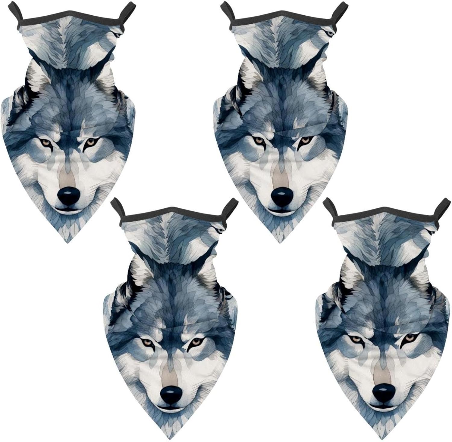 4 Pieces Wolf Neck Gaiter Face Cover for Sun Protection UPF 50+ UV Face Mask Reflective for Men Women Fishing Cycling Hiking