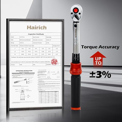 Hairich Lot de 3 clés dynamométriques - 1/4" + 3/8" + 1/2" - 3-25 Nm, 5-60 Nm, 20-230 Nm - Précision ± 3 % - Tête à cliquet à 72 dents - Clé dynamométrique professionnelle pour vélo, voiture et moto - 8