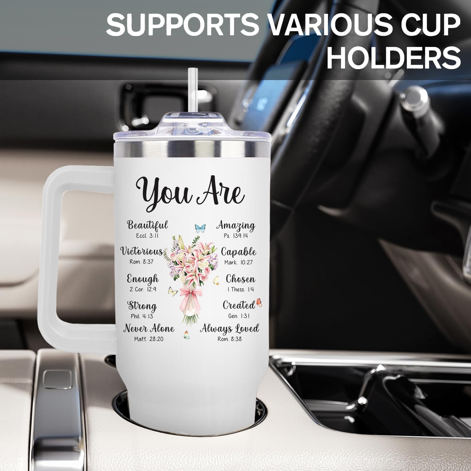 Christian Gifts for Women, Faith Tumblers 40Oz Religious for Christmas Birthday, Catholic Gifts for Mom Sister Daughter Friends, Inspirational Spiritual Biblical Bible Verse, Godly Coffee Cups - Image 7