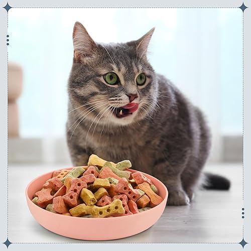 Miniatura 6 de Tioncy 24 cuencos para aliviar la fatiga para gatos de 5.5 pulgadas, plato de comida poco profundo para gatos, plato húmedo ancho y pequeño para
