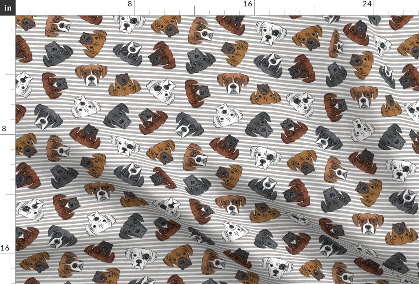Spoonflower Fabric - All Boxers Grey Stripes Cute Trendy Boxer Dog Printed on Minky Fabric by The Yard - Sewing Baby Blankets Quilt Backing Plush