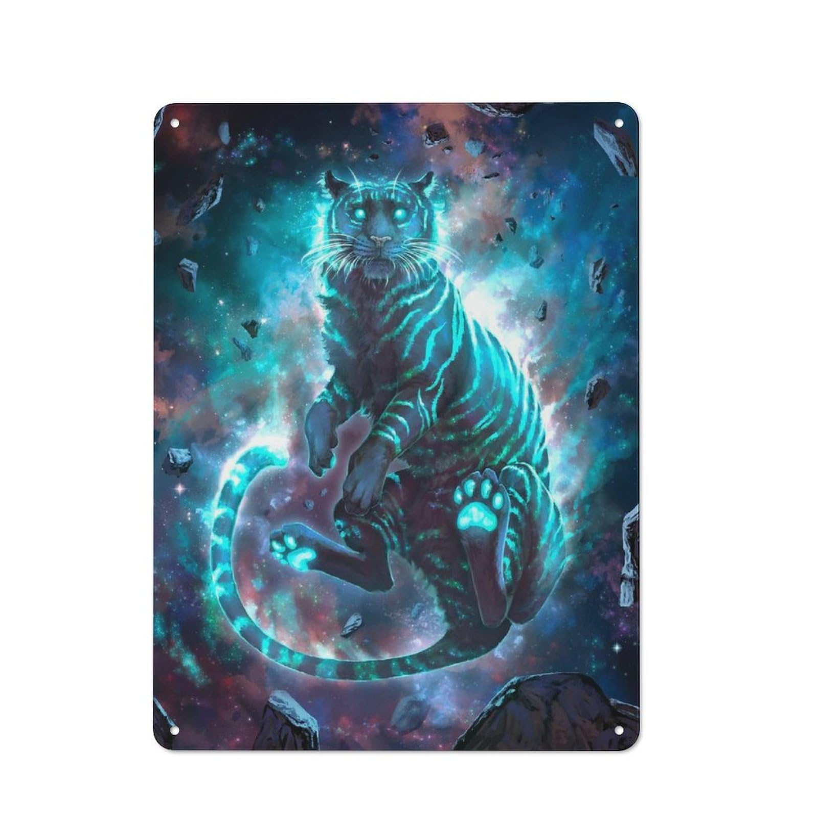Junmoney Nebula Tiger Tin Sign 40X30cm For Café Or Home Bar, Rustic Wall Decor, For Café-Style Decor Fans