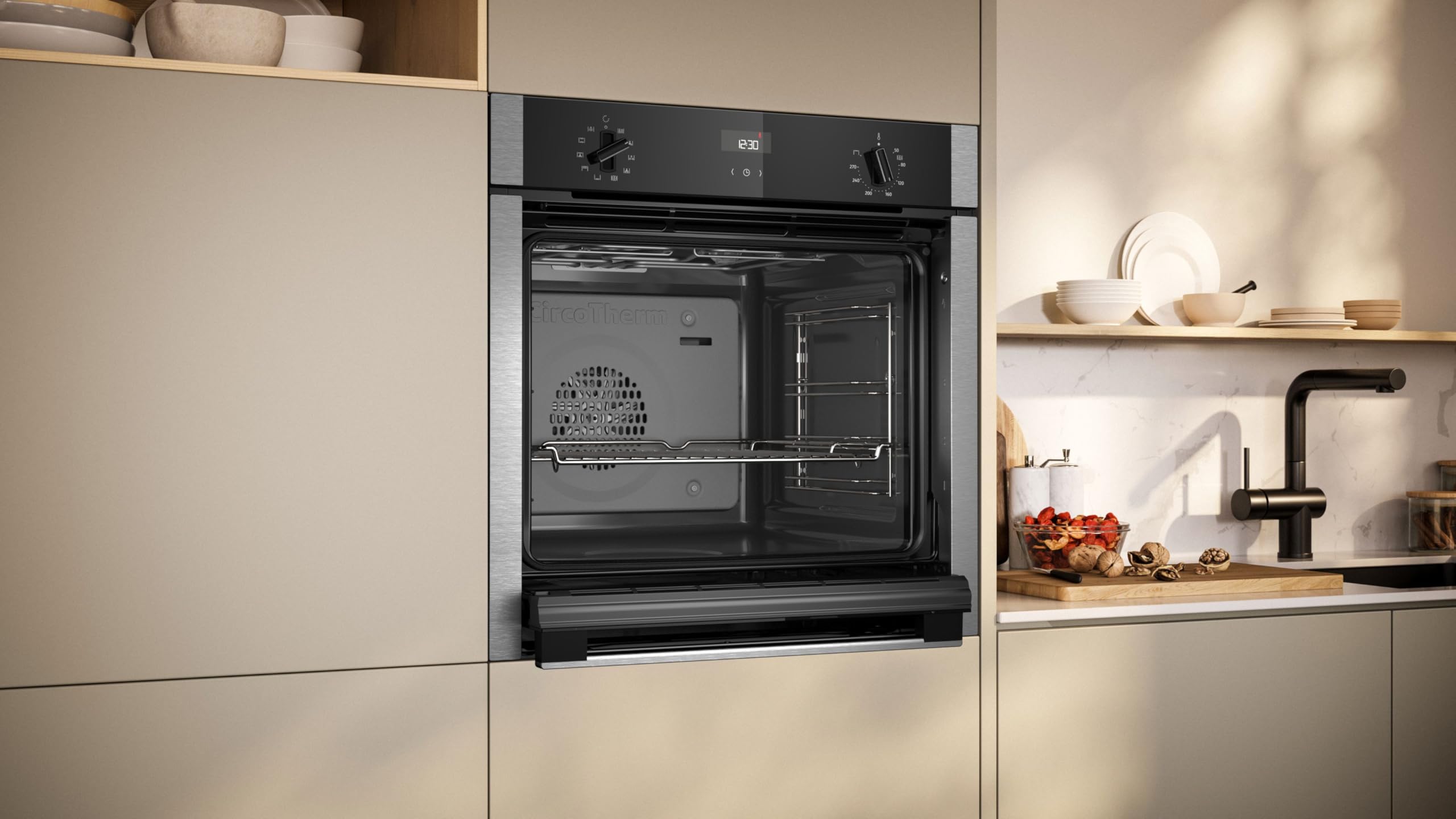 NEFF, N50, B3ACE4AN3B, 60cm Built-in Single Oven features Hide®, Eco Clean with Easy Clean, CircoTherm, Energy Efficiency Class A+ and LCD-Display in Stainless steel — view 10