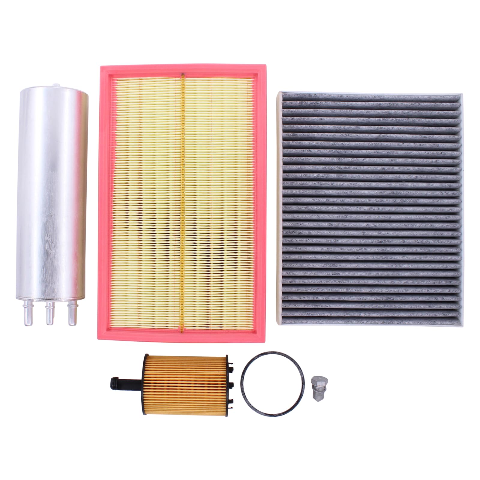 Filtersatz Filterset Luftfilter Innenraumfilter Ölfilter Kraftstofffilter Ölablassschraube Filter Ablassschraube Filtereinsatz Verschlussschraube Ölwanne für Transporter T5 für Multivan T5 2.5 1.9 TDI
