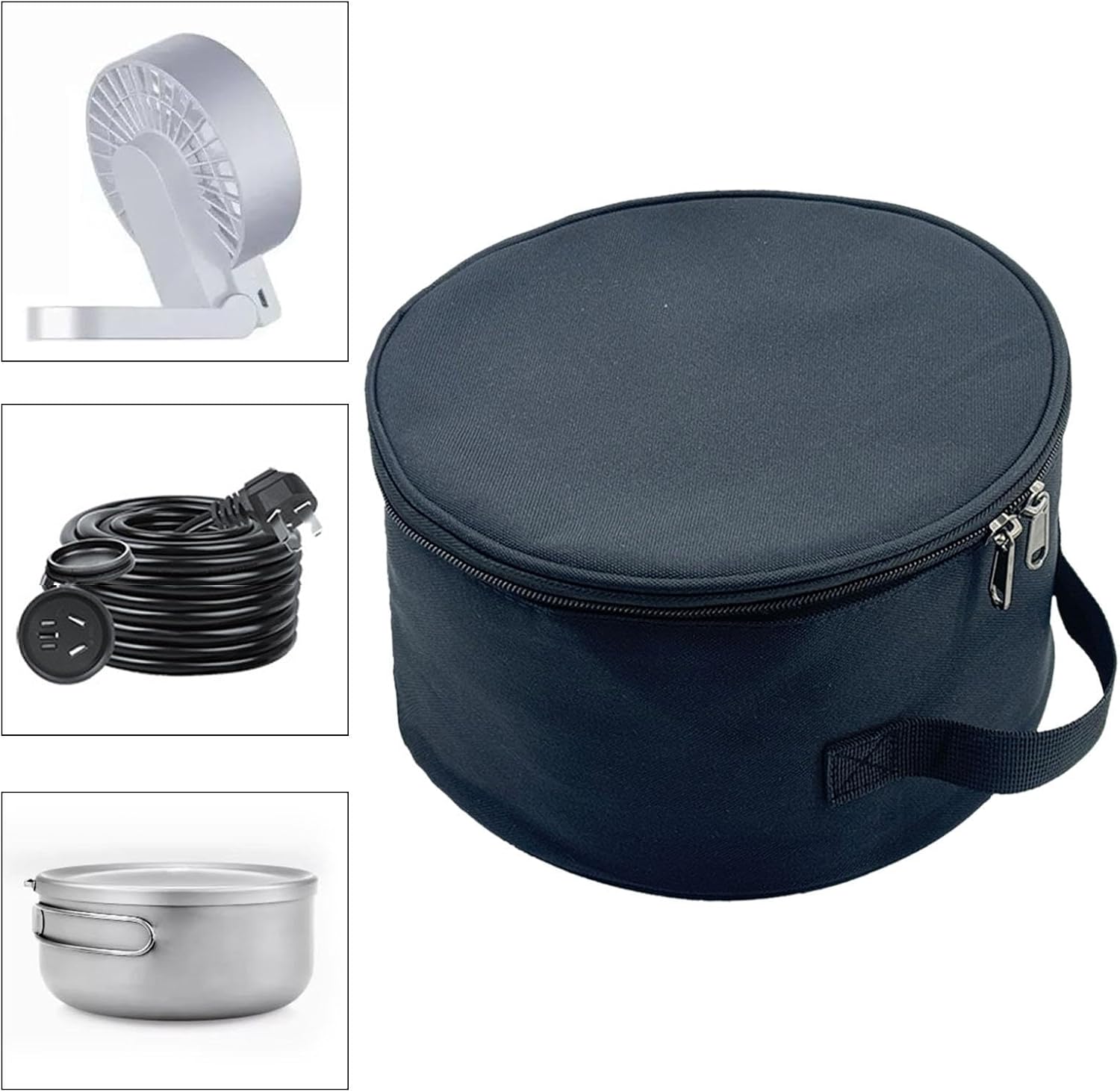 Telescopic Bag Outdoor Camping Thickened Storage Bag Portable Handheld Fan Bag Mesh Pocket Oxford Cloth Double Zipper Suitable for, A image 5
