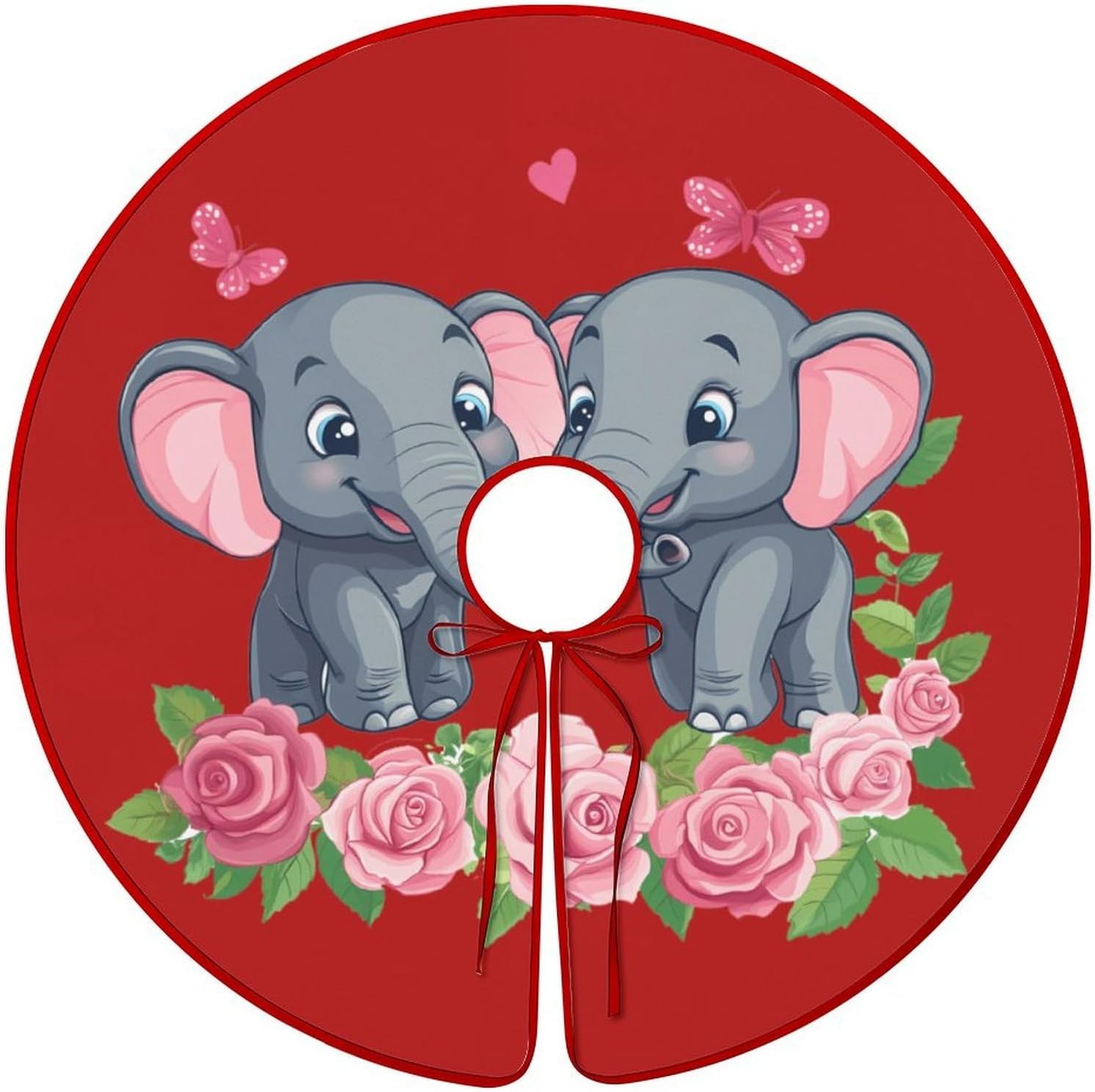 Elephant Christmas Tree Skirt Ornaments Christmas Tree Mat for Home Party Holiday Decorations