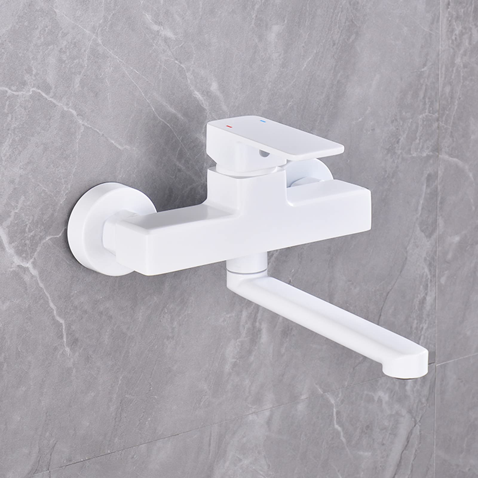 Robinet de cuisine mural blanc en laiton mitigeur double trou