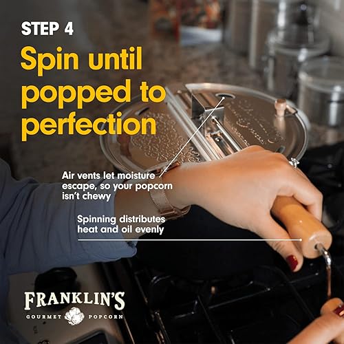 Miniatura 9 de Franklin's Gourmet Popcorn - Paquetes de noche de película - Whirley Popper, 13.5 onzas de granos de maíz clásicos, 8 onzas de sal saborizada a