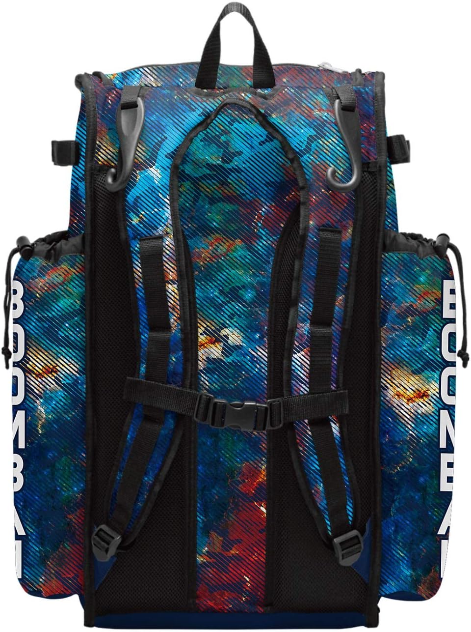 Boombah Superpack Bat Bag - Backpack Version (no wheels) - Holds 4 Bats - Nebula Navy/Multi