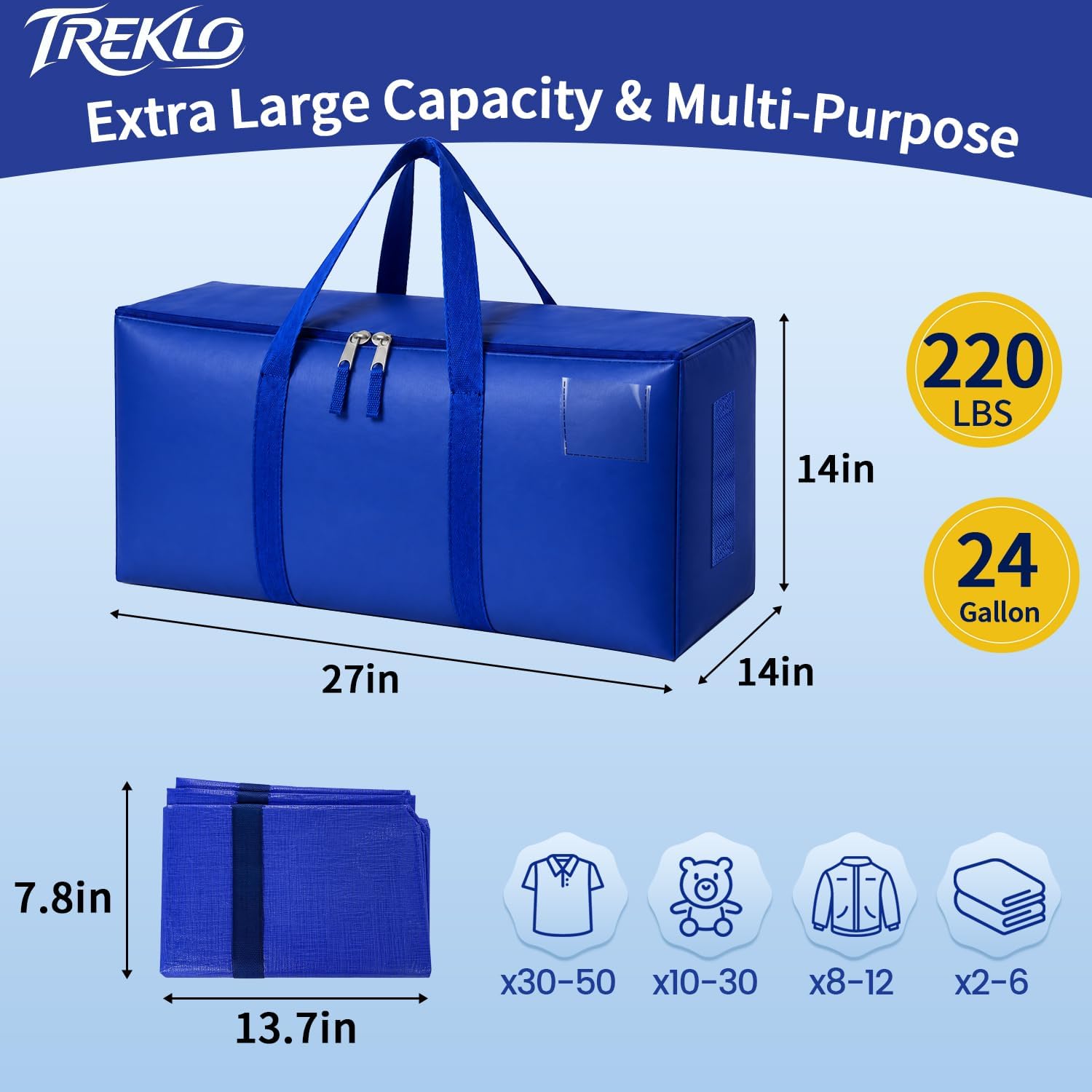 6 Pack Heavy-Duty Moving Bags, Blue image 2