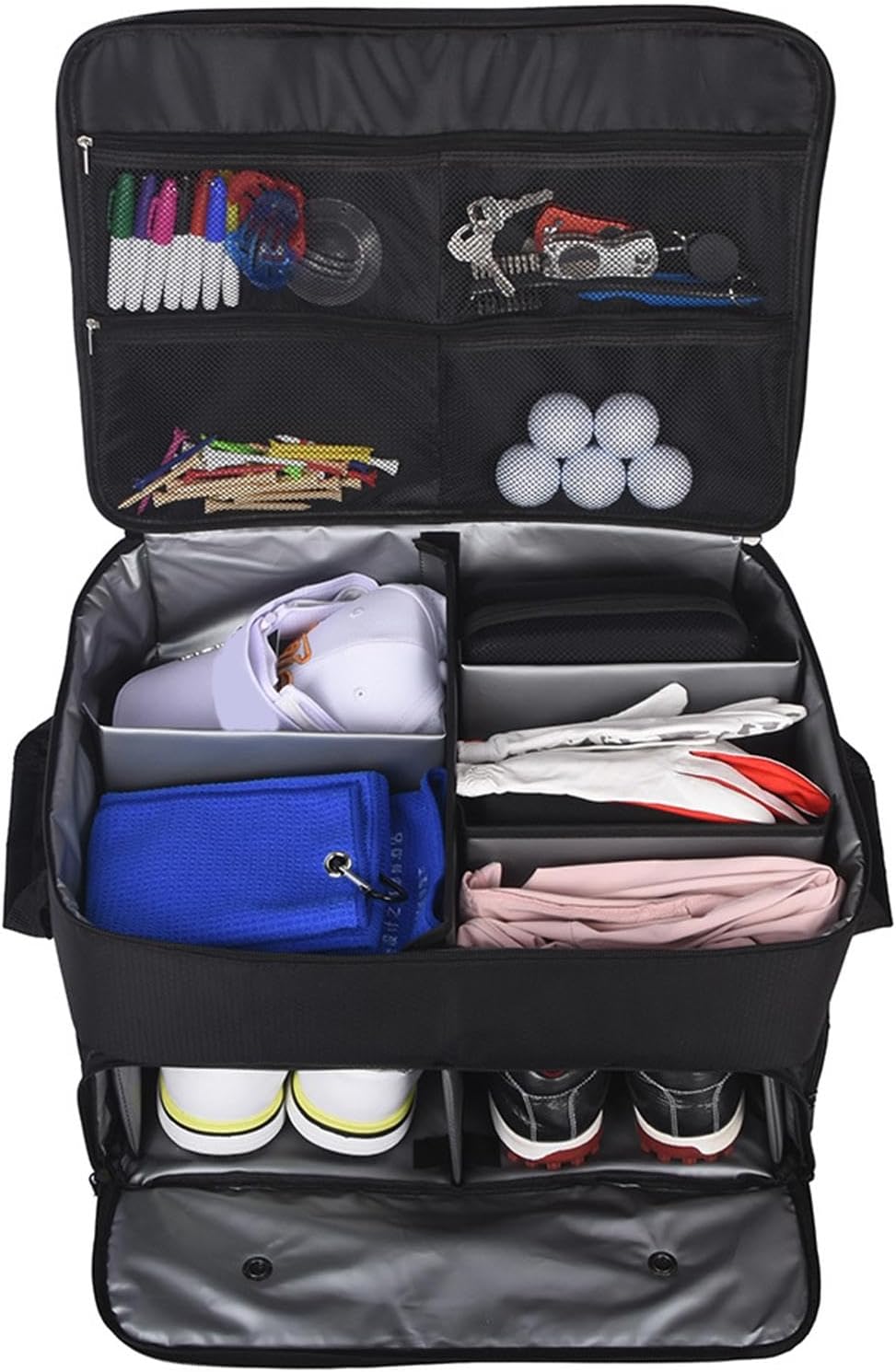 Compact Golf Travel Organiser Case with Handle Strap Spacious Interior for Athletes Equipment Water Golf Club Travel Bag with Storage Compartments and Reinforced Base