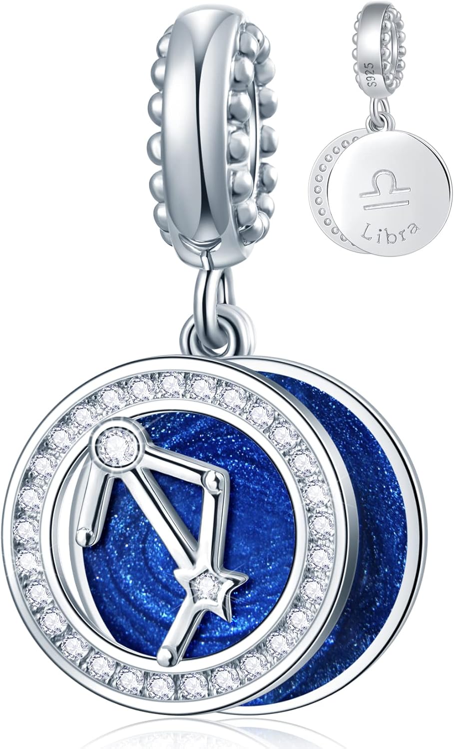 Zodiac Sign Charms for Charm Bracelets - 925 Sterling Silver Necklace Pendants, 12 Constellation/Horoscope Star Dangle - Dangling Birthstone Beads, Birthday Gifts for Women/Men.