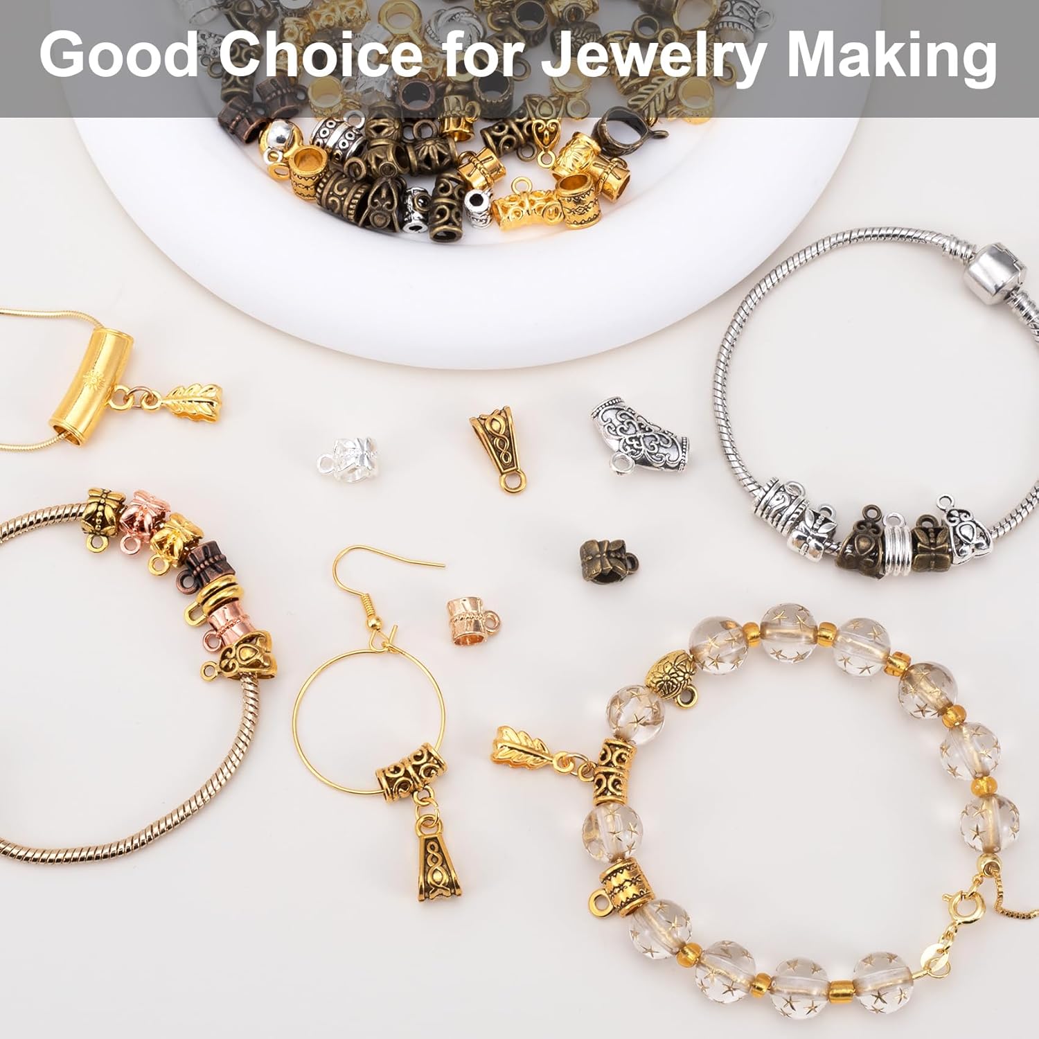 100 Gram Large Hole Beads for Jewelry Making, Craft Beads with Holes, Metal Bead for Jewelry Making, Bracelets, Necklace, Crafts (Multicolor2) - Image 3