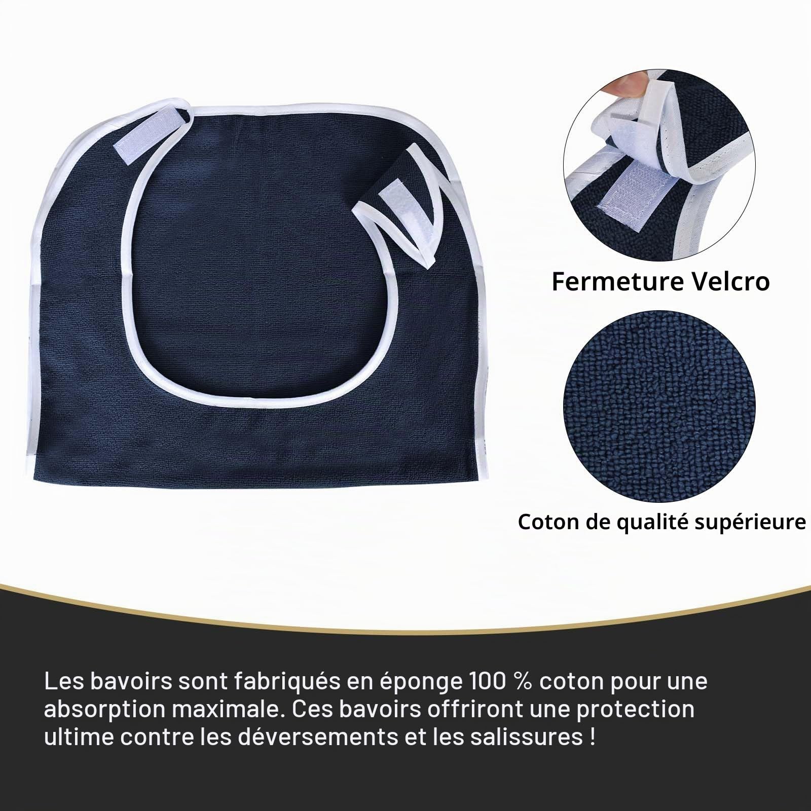 2 Pièces Bavoirs de Salle à Manger pour Adultes, Bavoirs en Tissu éponge, Protection en Tissu éponge, Protecteurs de Vêtements et Bavoirs pour Hommes, Ffemmes, Personnes âgées Handicapées