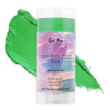 Go Ho Water Based Amazon Green Face Body Paint Stick,Non-Toxic Face Painting,Easy-to-use Facepaint for Halloween Costumes Cosplay SFX Gamora Witch Makeup,0.63oz