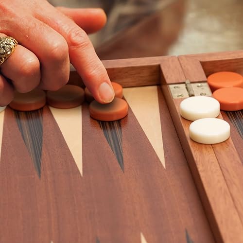 Miniatura 4 de Yellow Mountain Imports Pasadena - Juego de juego de backgammon con incrustaciones de madera, juego de mesa de estrategia clásico con piezas