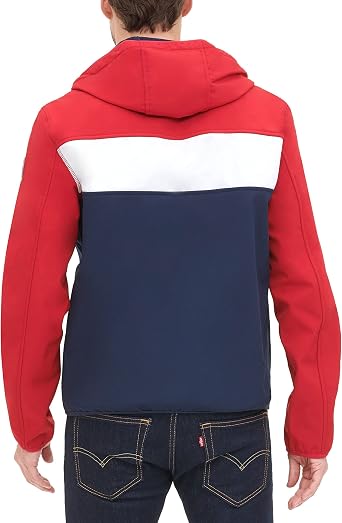 Tommy Hilfiger Men's Lightweight Water Resistant Breathable Hooded Performance Softshell Jacket Windbreaker Jacket