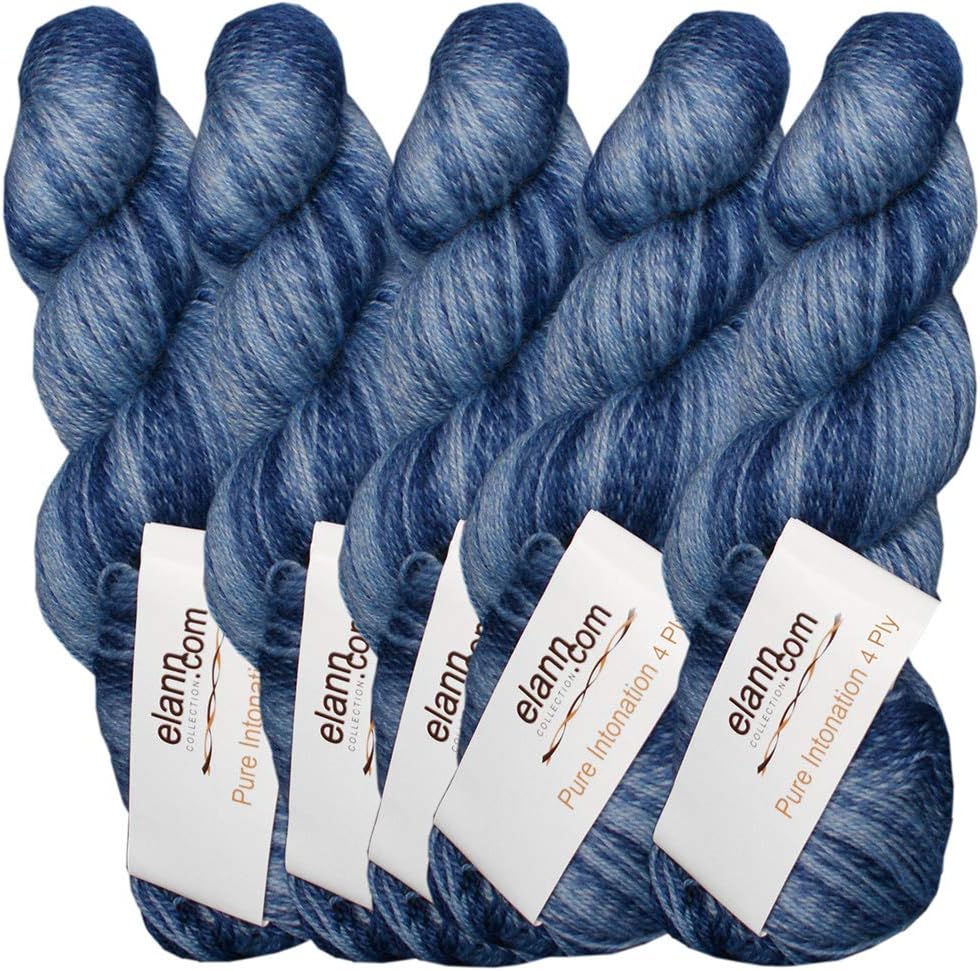 elann Pure Intonation 4 Ply Yarn | 5 Ball Bag | 707 Blissful Blues