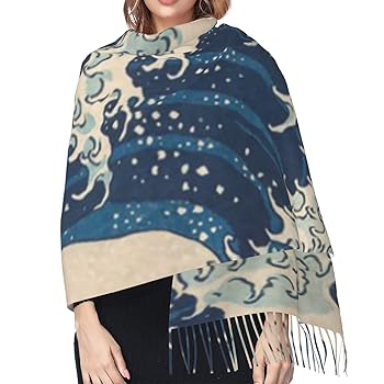Amazon | [cmm-hakulou] マフラー 浮世絵 葛飾北斎 神奈川沖浪裏